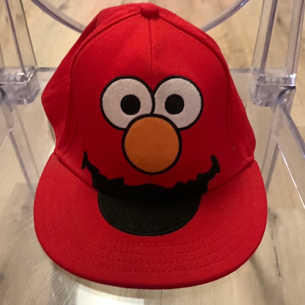 Elmo Face Sesame Street Red Baseball Cap Hat Fitted Adult Embroidered Size ADJ